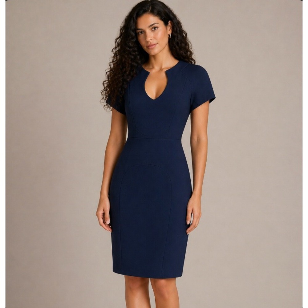 NWT Black Halo Gypsy Rose Sheath Dress 0 Cruise Blue Pencil Career Office